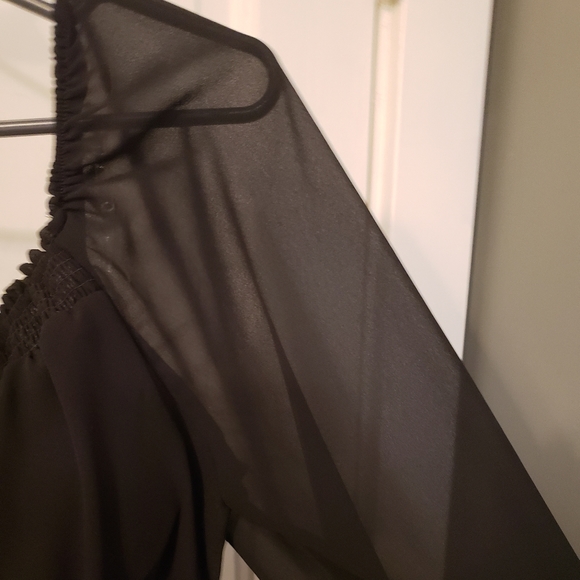 Lily Rose Padded Black Tie Dress, Sheer sleeves - Picture 4 of 8